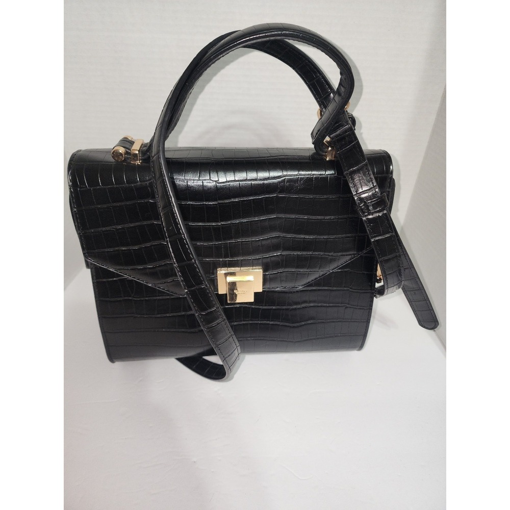 Dune London faux croc embossed handbag golden hardware smooth zipper classy
